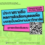 ประกาศมหาวิทยาลัยเทคโนโลยีราชมงคลธัญบุรี เรื่อง ผลการสอบแข่งชันเพื่อบรรจุเป็นพนักงานมหาวิทยาลัย สายสนับสนุน สังกัดหน่วยงานภายในมหาวิทยาลัยเทคโนโลยีราชมงคลธัญบุรี