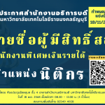 ประกาศมหาวิทยาลัยเทคโนโลยีราชมงคลธัญบุรี เรื่อง รายชื่อผู้มีสิทธิ์สอบแข่งขัน พนักงานพิเศษเงินรายได้ สังกัด กองบริหารงานบุคคล