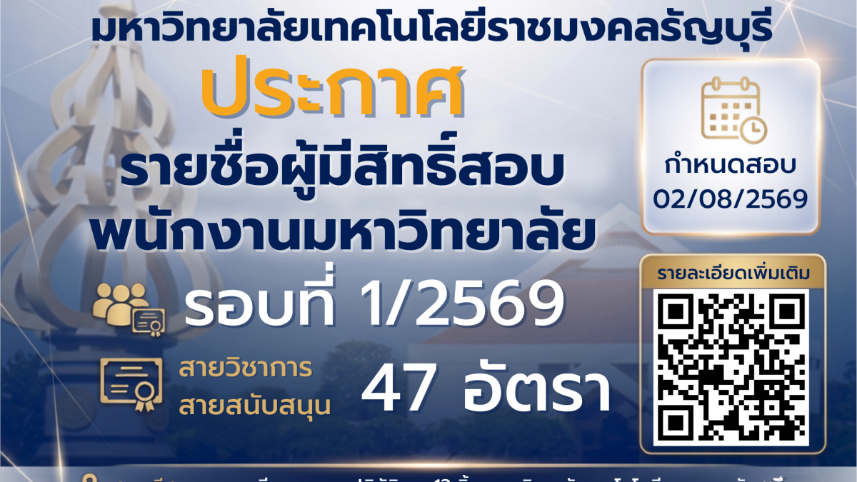 รายชื่อผู้มีสิทธิ์สอบ พนักงานมหาวิทยาลัย