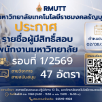 รายชื่อผู้มีสิทธิ์สอบ พนักงานมหาวิทยาลัย