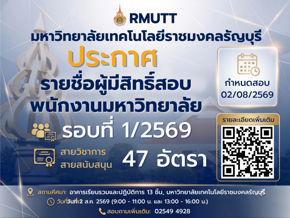 รายชื่อผู้มีสิทธิ์สอบ พนักงานมหาวิทยาลัย